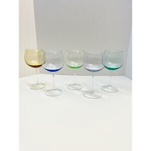 Block Crystal Mouth Blown Crystal Pastel Tint Balloon Wine Glasses